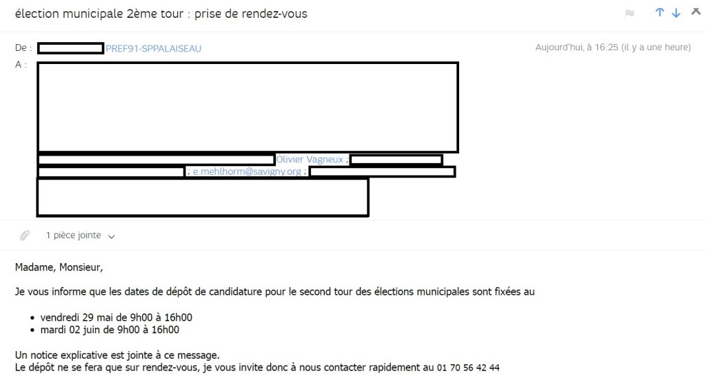 Municipales 2020 à Savigny-sur-Orge : quand Éric MEHLHORN fait campagne avec son adresse mail de maire&nbsp;!