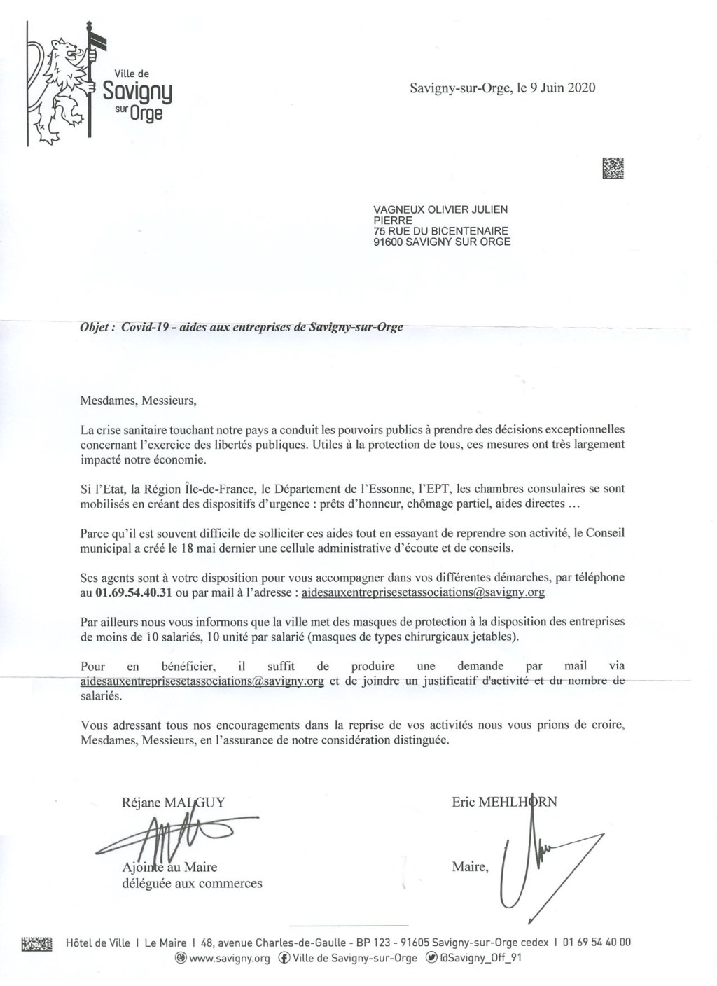 Municipales 2020 à Savigny-sur-Orge : à trois semaines des élections, Éric MEHLHORN crée un service d&rsquo;aide aux&nbsp;commerçants
