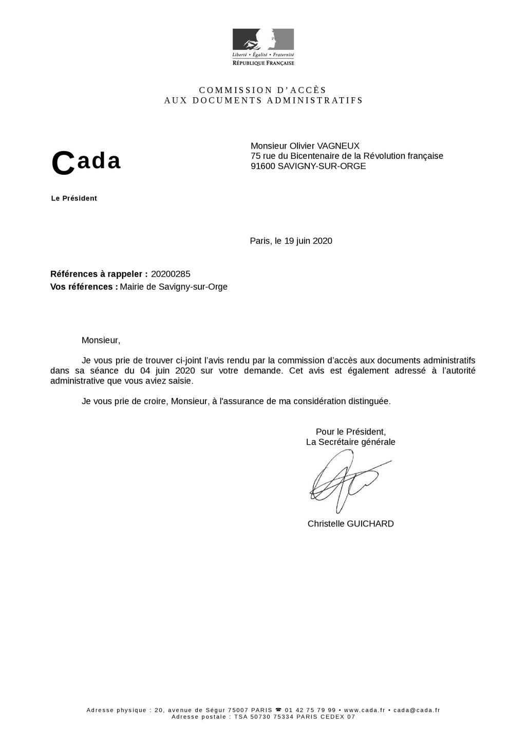 Affaire Valérie RAGOT : la Commission d&rsquo;accès aux documents administratifs reconnaît la communicabilité et le caractère publiable de toutes les productions de la chargée de&nbsp;mission