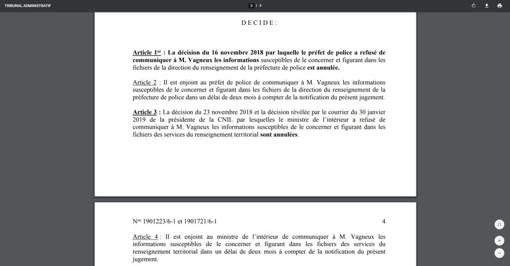 Accès aux fichiers du Renseignement : ma demande d&rsquo;exécution du&nbsp;jugement