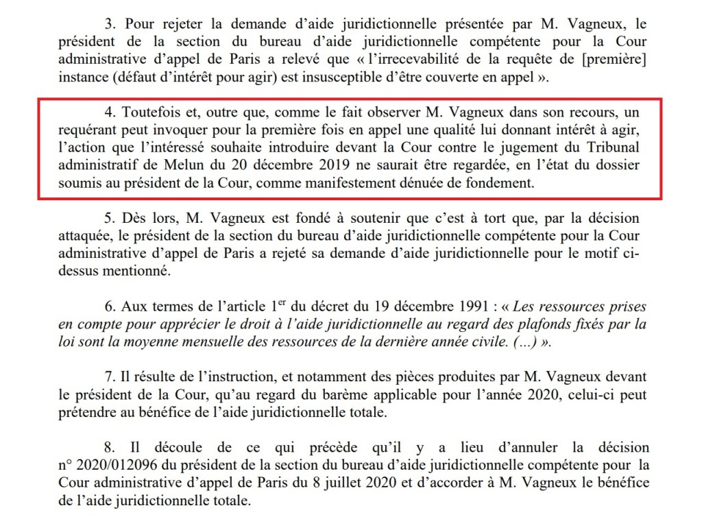 Appel du transfert de la compétence voirie de Savigny au GOSB : Olivier VAGNEUX obtient l&rsquo;aide juridictionnelle totale sur décision du président de la Cour administrative&nbsp;d&rsquo;appel