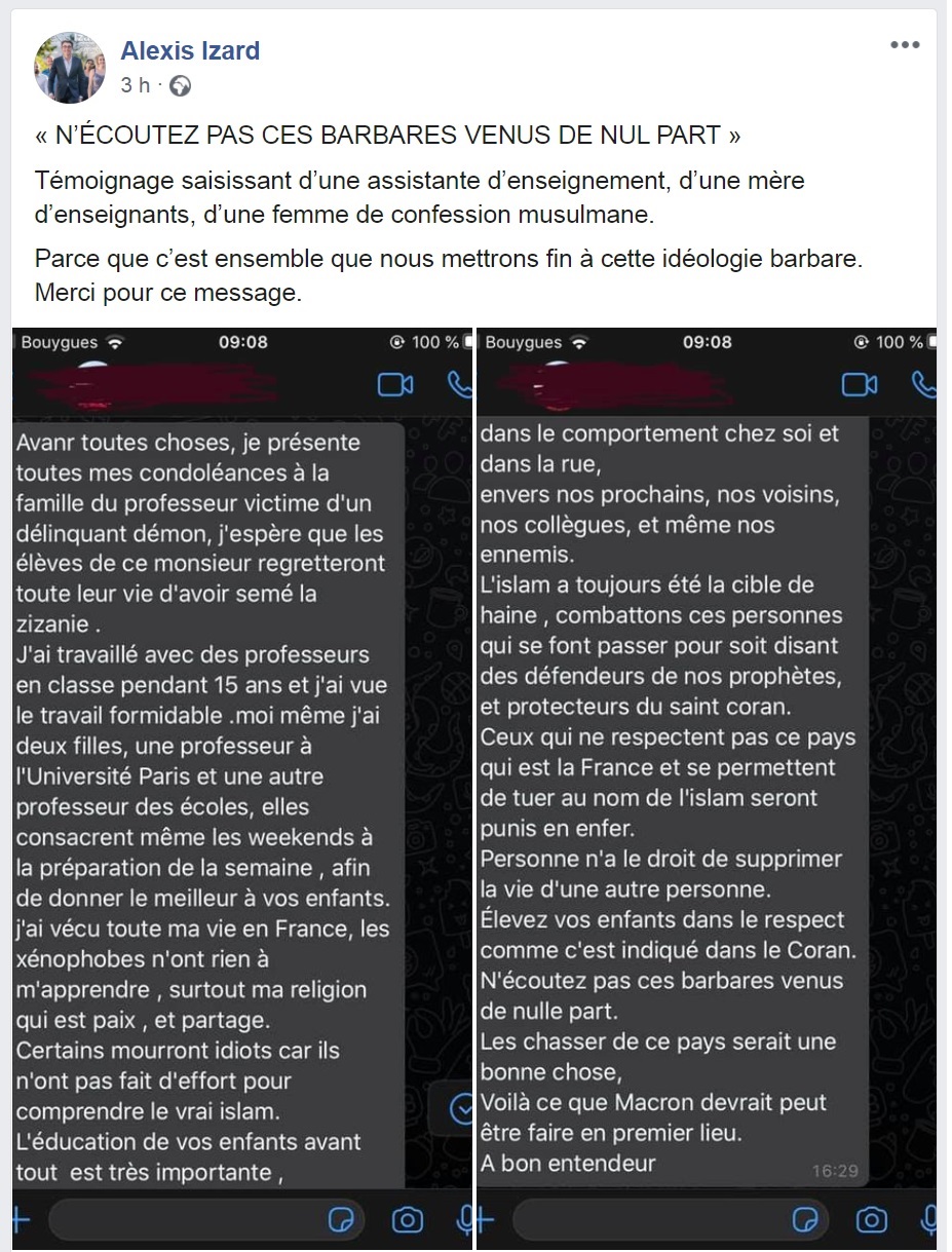 Alexis IZARD, &laquo;&nbsp;idiot utile&nbsp;&raquo; de l&rsquo;islamisme : analyse d&rsquo;un message relayé par&nbsp;lui