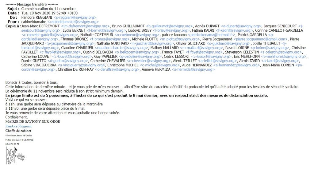 11 novembre 2020 : force est de constater que je suis manifestement informé AVANT Pandora&nbsp;REGGIANI…