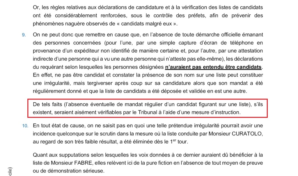 Olivier VAGNEUX soutient Alexis IZARD… dans sa demande d&rsquo;instruction pour vérifier la légalité de la liste&nbsp;CURATOLO