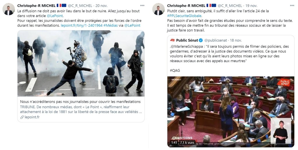 Quelqu&rsquo;un pour expliquer la proposition de loi sur la sécurité globale à Christophe-Reynald MICHEL&nbsp;?