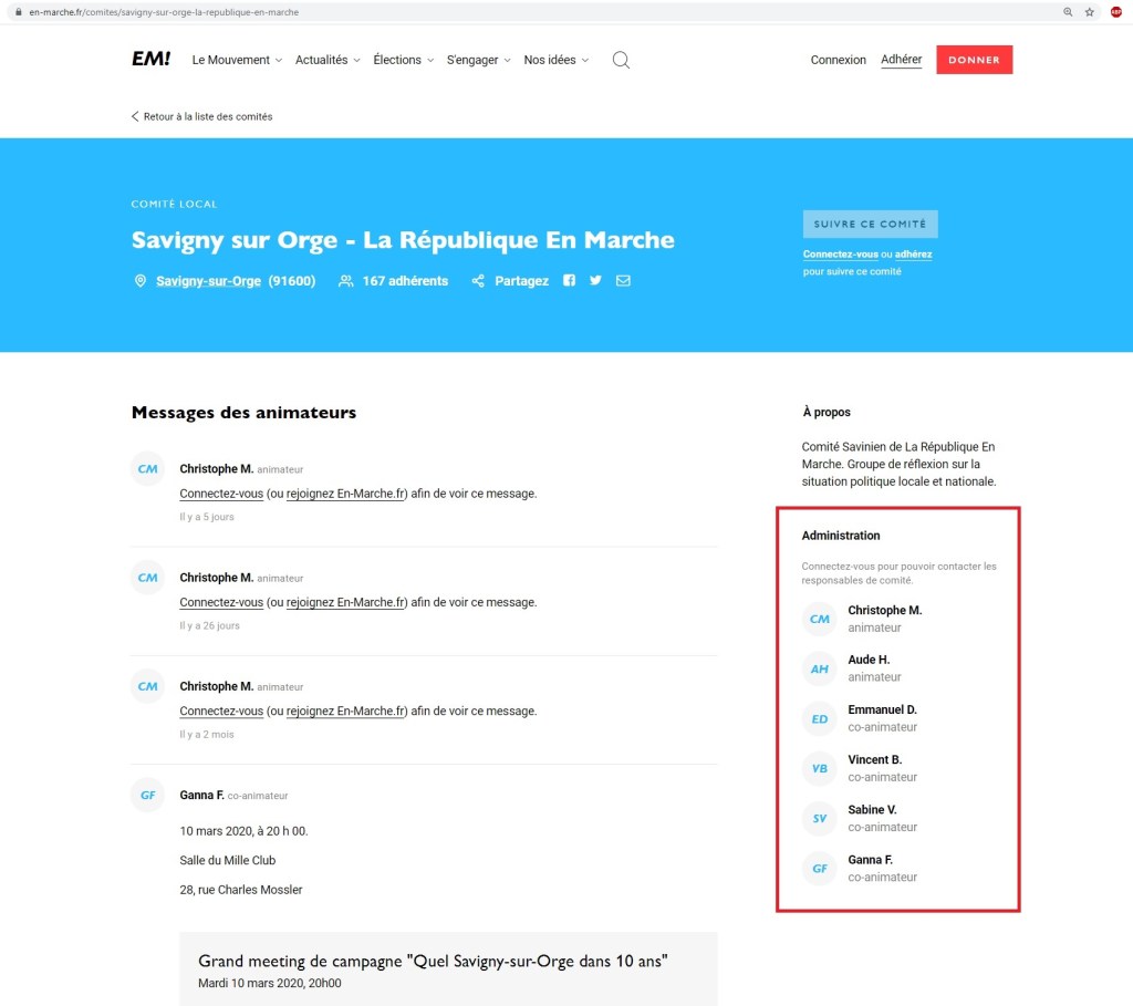 Constat : Alexis IZARD n&rsquo;est plus animateur du comité En Marche de Savigny-sur-Orge