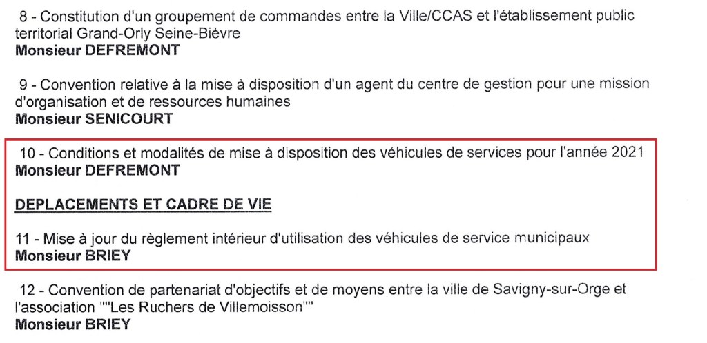 Savigny-sur-Orge : Olivier VAGNEUX obtient la régularisation des actes nécessaires au fonctionnement de la flotte des véhicules&nbsp;municipaux