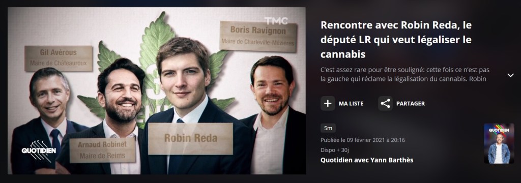 Robin REDA le lâche veut désormais légaliser le cannabis… deux ans après avoir durci la législation contre ceux qui en&nbsp;consomment