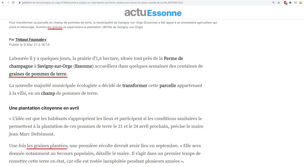 L&rsquo;écologie selon Jean-Marc DEFRÉMONT, à coup de semailles de « graines » de pommes de&nbsp;terre