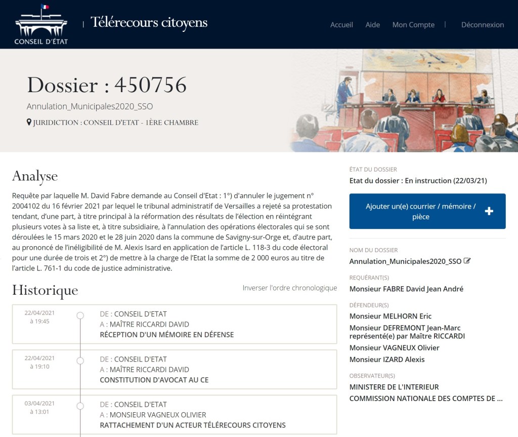 Annulation des municipales 2020 à Savigny-sur-Orge : Jean-Marc DEFRÉMONT craint-il de perdre son mandat qu&rsquo;il défende au Conseil d&rsquo;État&nbsp;?