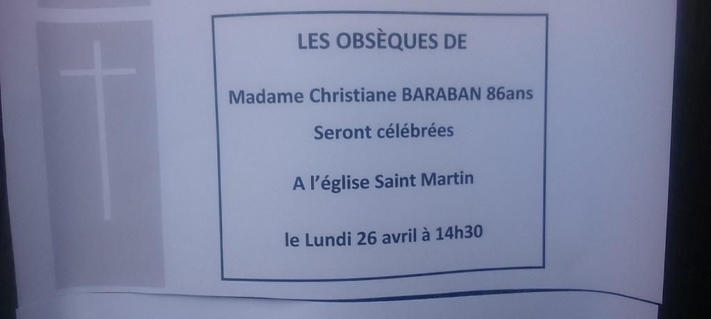 À Dieu mon amie Christiane&nbsp;BARABAN