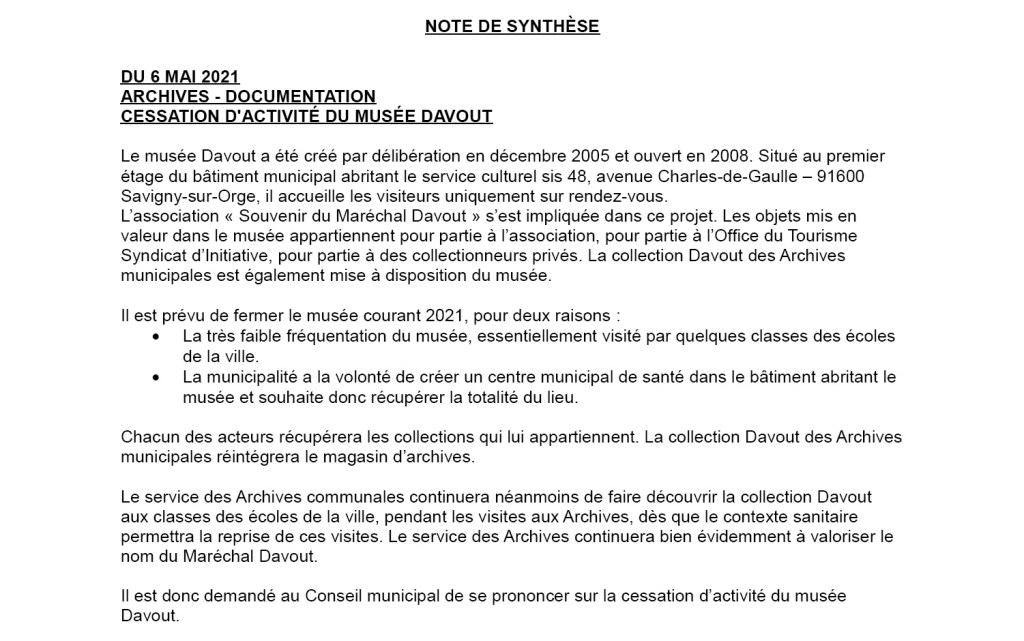 À Savigny-sur-Orge, la majorité municipale de gauche n&rsquo;aime pas la culture : elle ferme le musée&nbsp;Davout