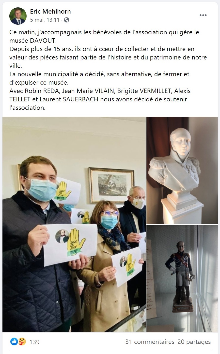 Ce niveau d&rsquo;hypocrisie pour la défense du musée Davout à Savigny-sur-Orge ! Par ceux qui ont bradé la Savinière&nbsp;!