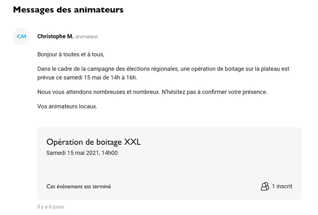 L&rsquo;opération de boîtage XXS de Christophe-Reynald MICHEL