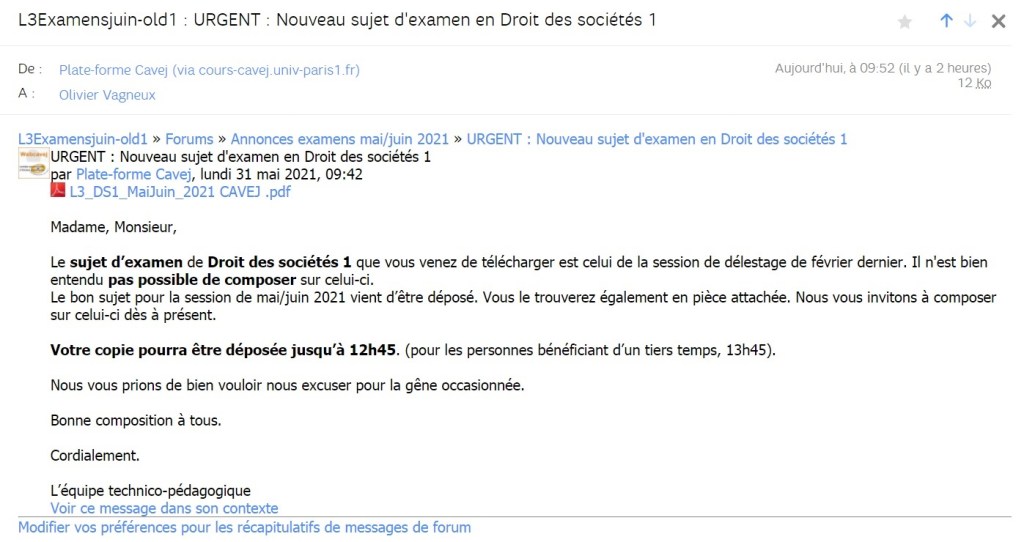 Après seulement deux épreuves, Olivier VAGNEUX file directement au rattrapage en septembre…