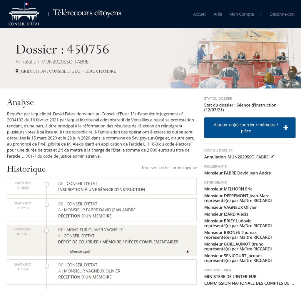 Annulation des municipales à Savigny-sur-Orge : pourquoi le renvoi du dossier de David FABRE en séance d&rsquo;instruction est très bon signe&nbsp;!