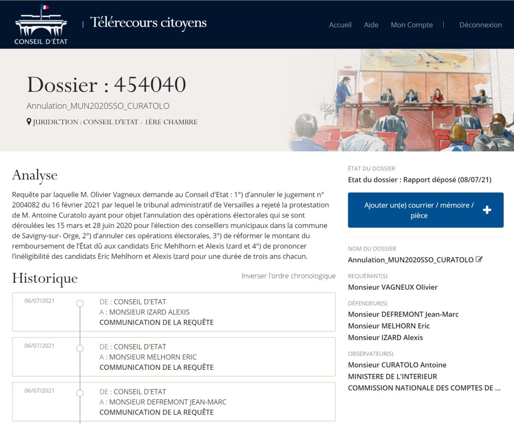 Annulation des municipales 2020 à Savigny-sur-Orge : le Conseil d&rsquo;État en a-t-il quelque chose à faire de l&rsquo;avis des DEFRÉMONT, MEHLHORN, IZARD, CURATOLO, FABRE et compagnie&nbsp;?