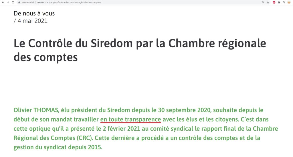 Indemnités des élus du SIREDOM : la transparence toute sélective du président Olivier&nbsp;THOMAS