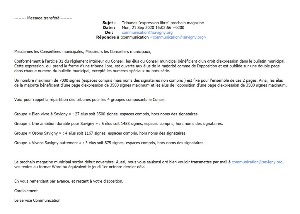 Tribunes municipales : Jean-Marc DEFRÉMONT (EELV) ne respecte pas le droit d&rsquo;expression des élus de l&rsquo;opposition