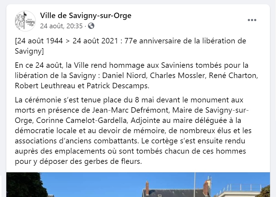 Sachons gré à la municipalité DEFRÉMONT de l&rsquo;hommage rendu à Robert&nbsp;LEUTHREAU