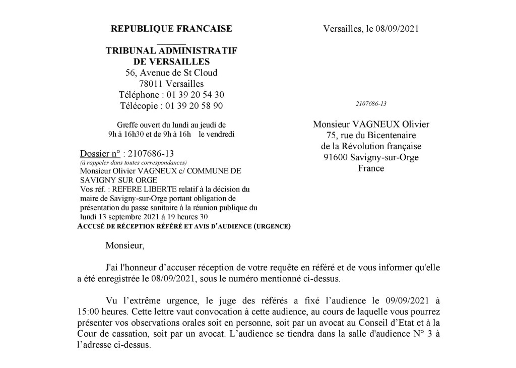 Les petites contradictions du petit père DEFRÉMONT (référé liberté contre le passe sanitaire pour la réunion&nbsp;PLU)