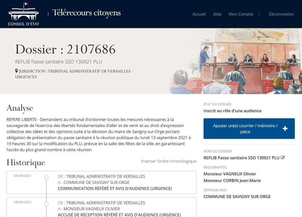 URGENT – APPEL À TÉMOIGNAGES : aidez-nous à faire sauter l&rsquo;obligation du passe sanitaire pour la réunion sur le PLU de Savigny-sur-Orge du lundi 13 septembre&nbsp;2021