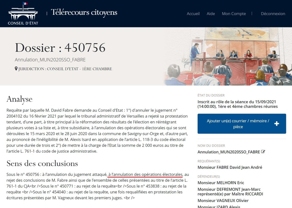 Le rapporteur public du Conseil d&rsquo;État conclut à l&rsquo;annulation de l&rsquo;élection municipale 2020 à Savigny-sur-Orge !