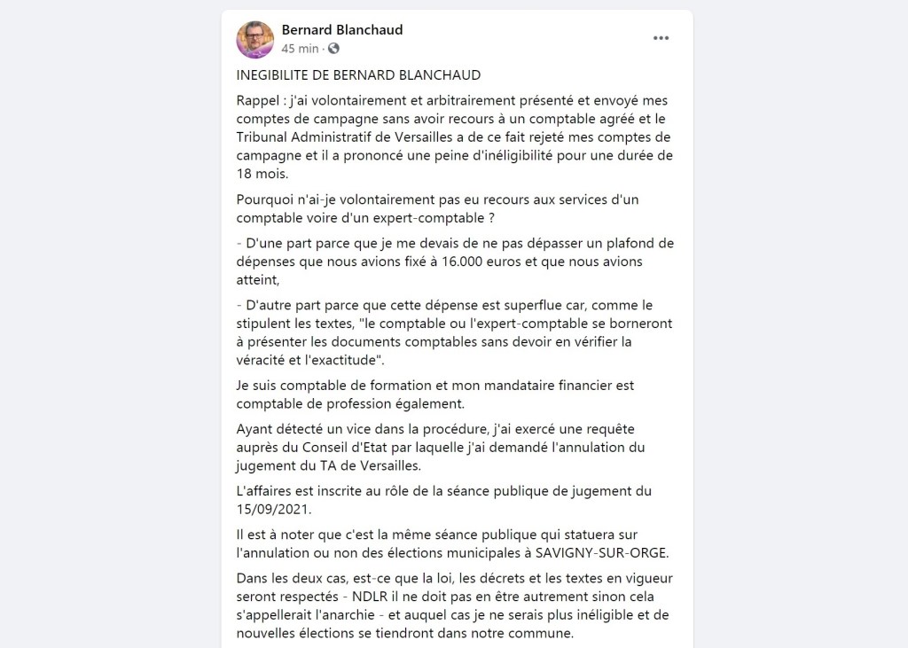 Savigny-sur-Orge : l&rsquo;ami Bernard BLANCHAUD, de retour dans le jeu&nbsp;!
