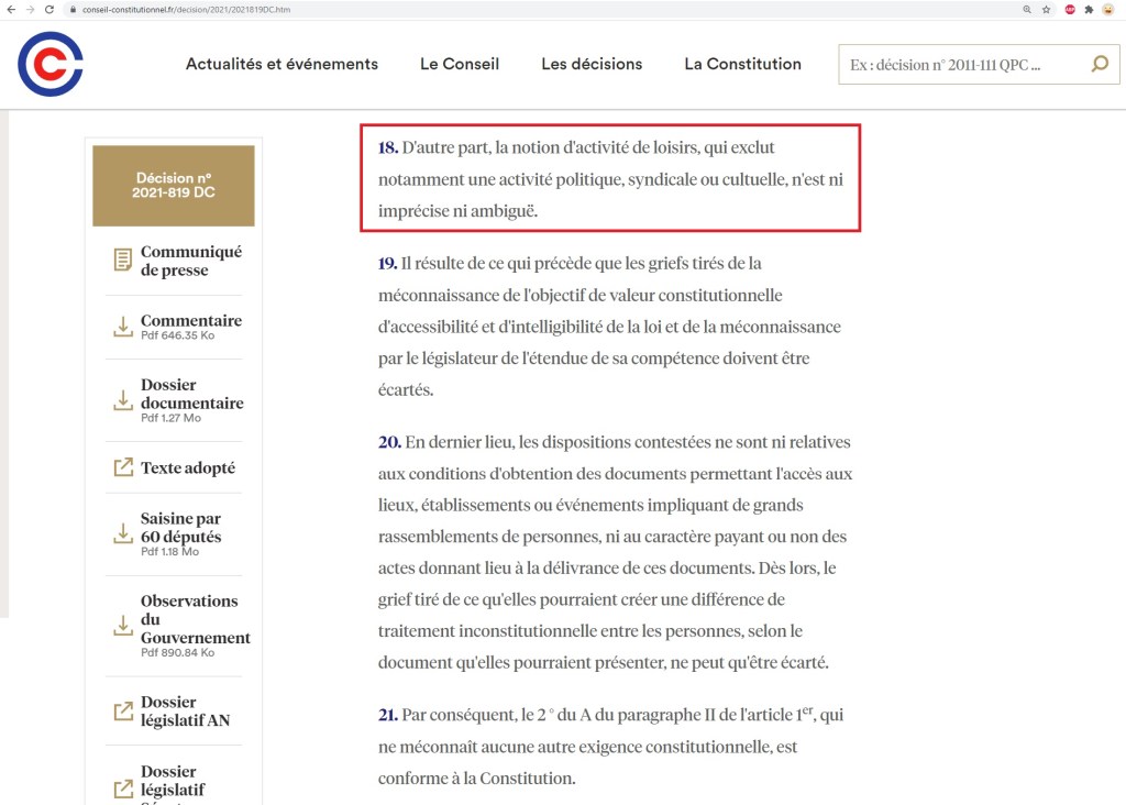 Après le Conseil d&rsquo;État, Jean-Marc DEFRÉMONT accuse le Conseil constitutionnel ! [Interdiction du passe sanitaire à la salle des fêtes pour une réunion&nbsp;politique]