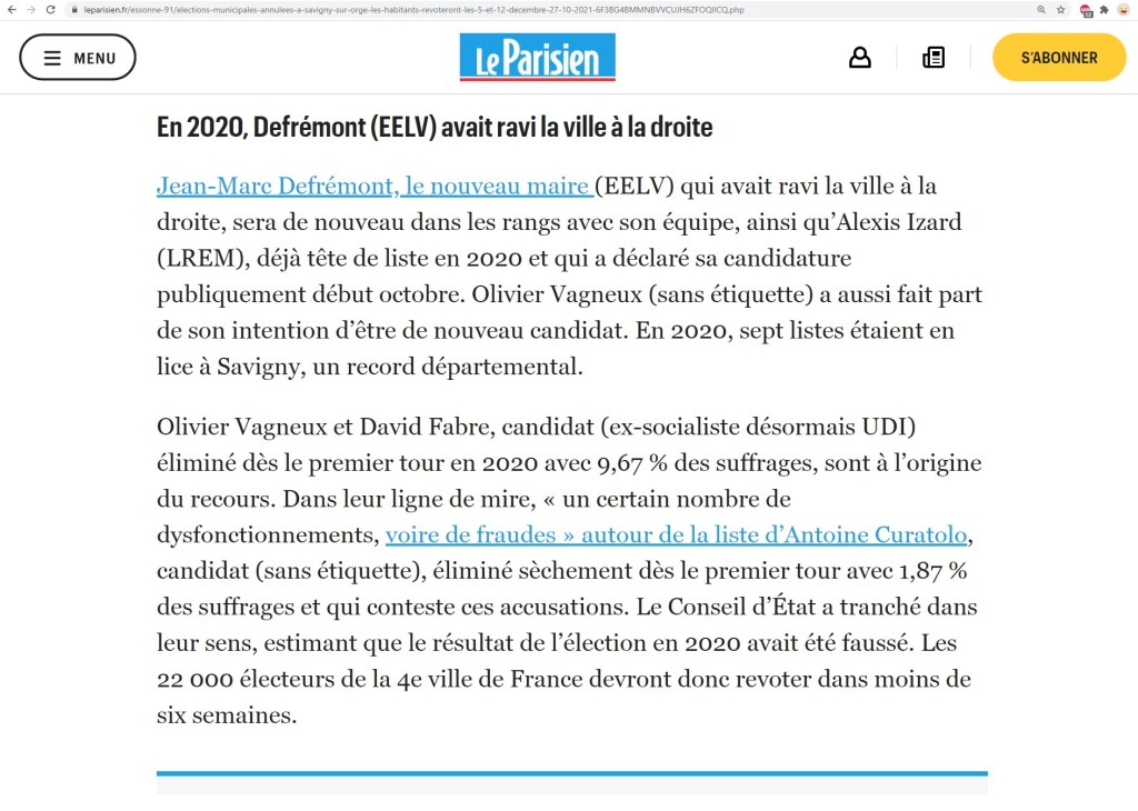 Mort de rire ! Le Parisien de l&rsquo;Essonne a oublié Alexis TEILLET dans la liste des candidats à la mairie de Savigny&nbsp;!