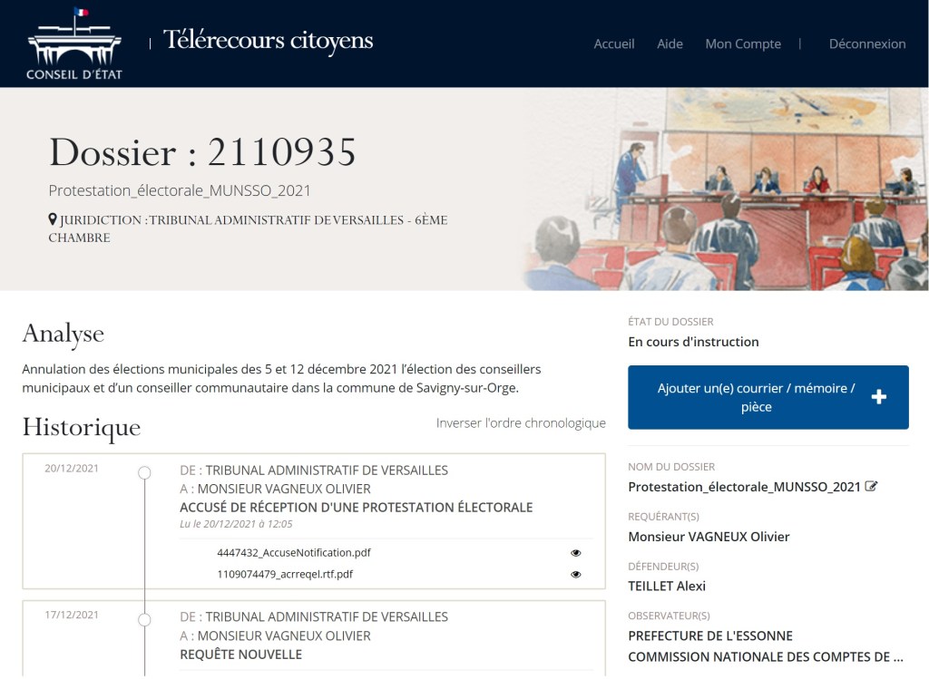 Municipale 2021 à Savigny-sur-Orge : Olivier VAGNEUX a déposé une protestation&nbsp;électorale