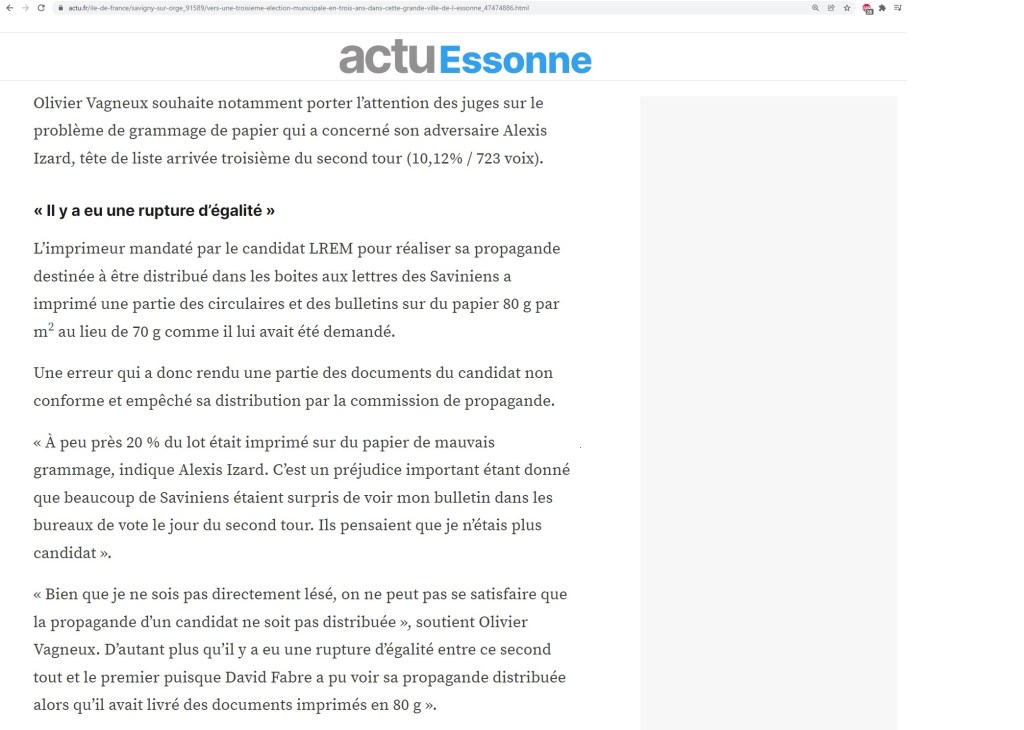 Propagande IZARD : pourquoi le candidat n&rsquo;a-t-il pas demandé l&rsquo;application de l&rsquo;article R. 34 du code électoral&nbsp;?