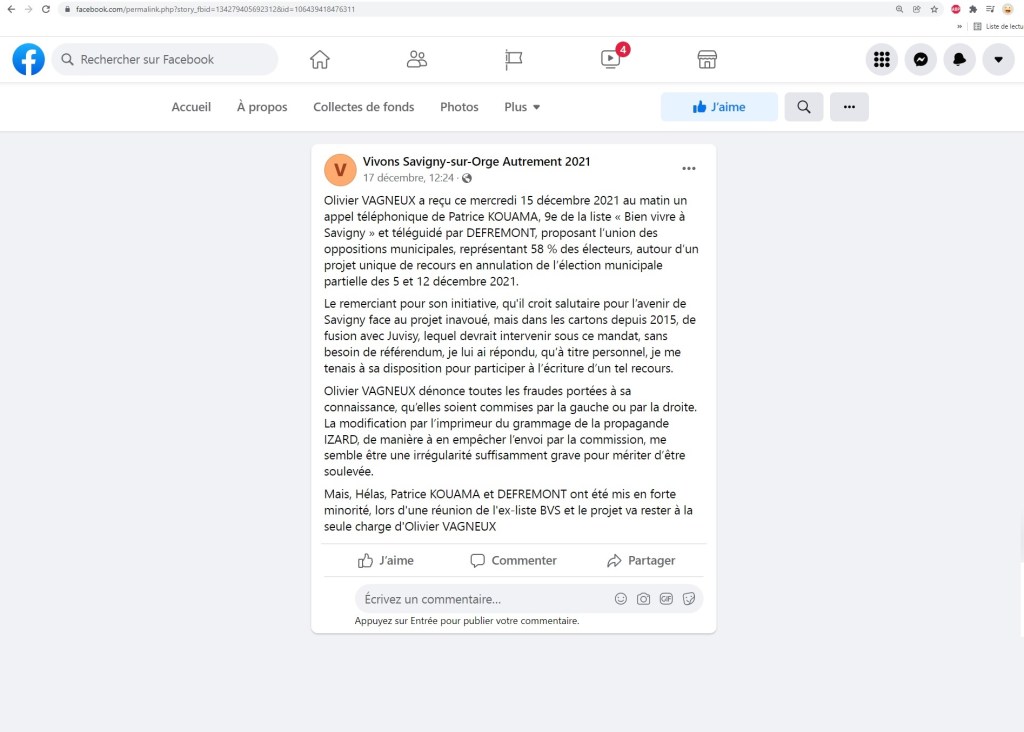 Municipale 2021 à Savigny-sur-Orge – Jean-François DUMOUSSEAUX nous révèle pourquoi la gauche a renoncé à sa protestation électorale : débarquer Jean-Marc&nbsp;DEFRÉMONT