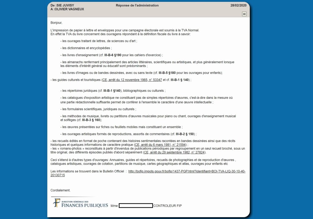 Élections : les impressions d&rsquo;enveloppes et de papier à lettre sont soumises à la TVA normale à 20&nbsp;%