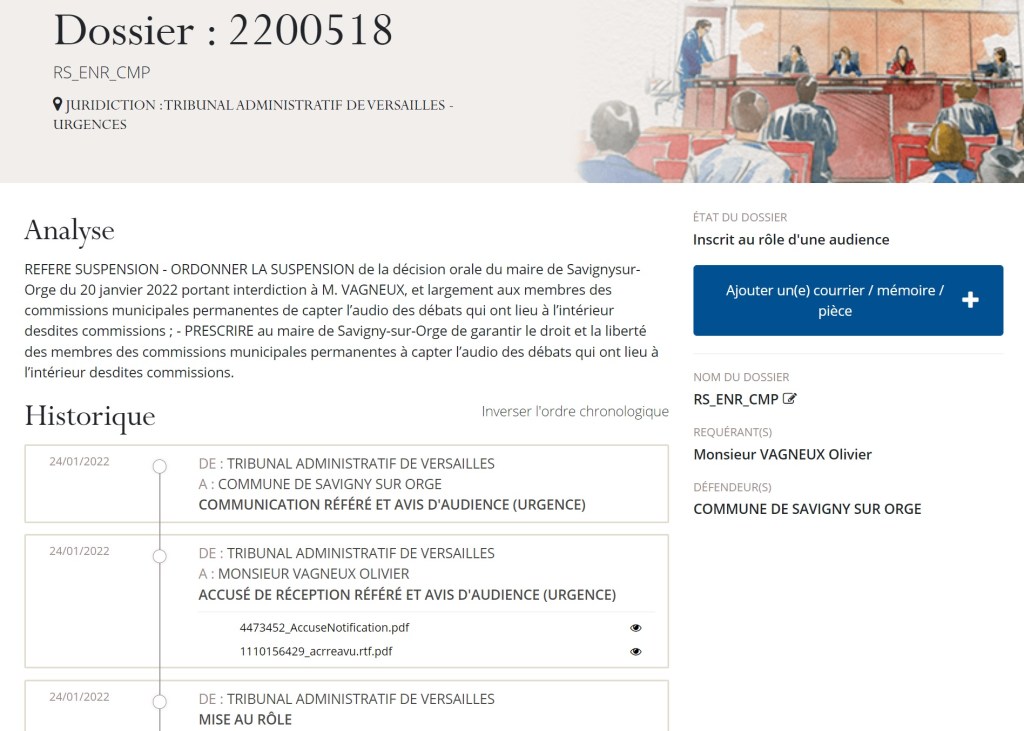 Refus d&rsquo;enregistrement des commissions municipales à Savigny-sur-Orge : Olivier VAGNEUX obtient une audience en référé&nbsp;!