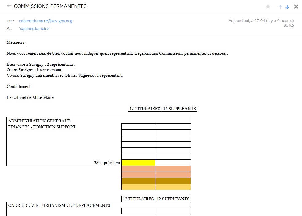 Commissions municipales : j&rsquo;envoie se faire foutre le cabinet du maire de Savigny-sur-Orge