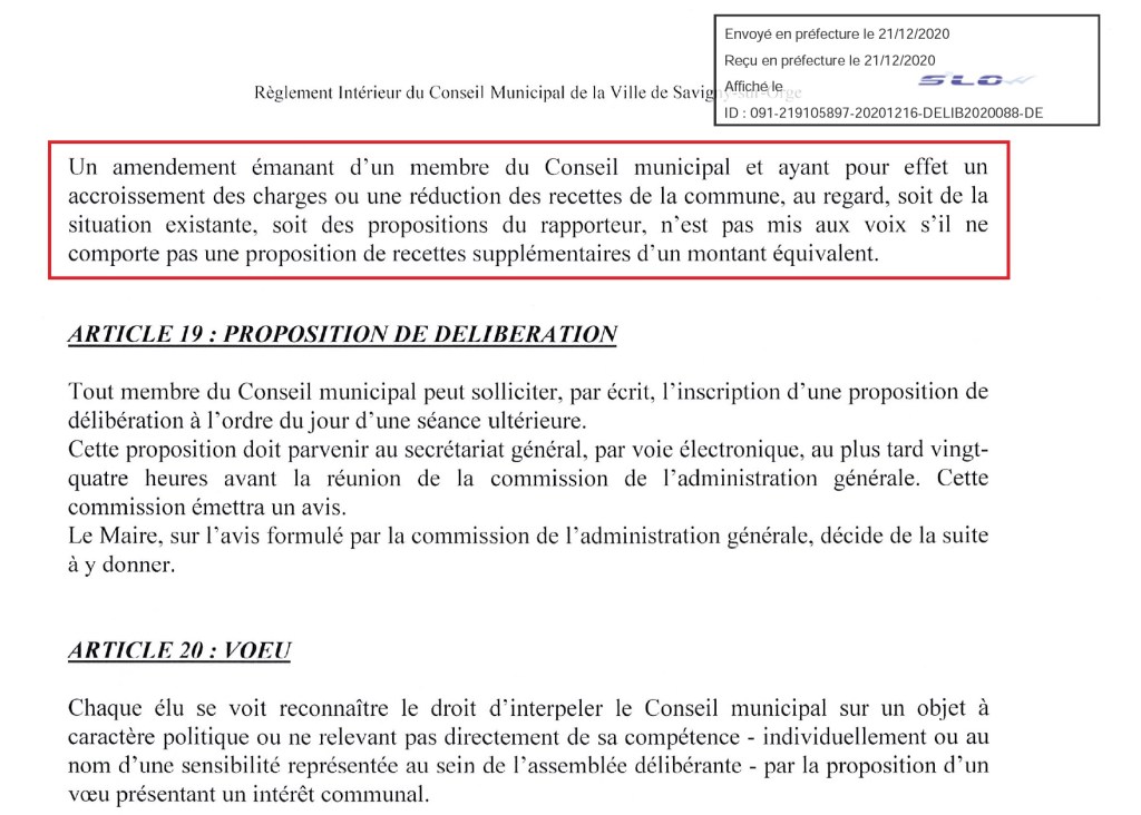 Savez-vous que l&rsquo;amendement fiscalité que j&rsquo;ai proposé était illégal et que Alexis TEILLET aurait dû refuser de le mettre aux voix&nbsp;?