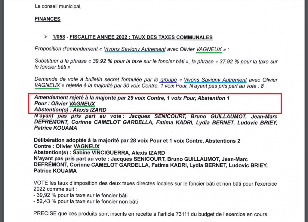 Quand la Commune de Savigny-sur-Orge (Alexis TEILLET) se trompe dans la retranscription des&nbsp;votes…