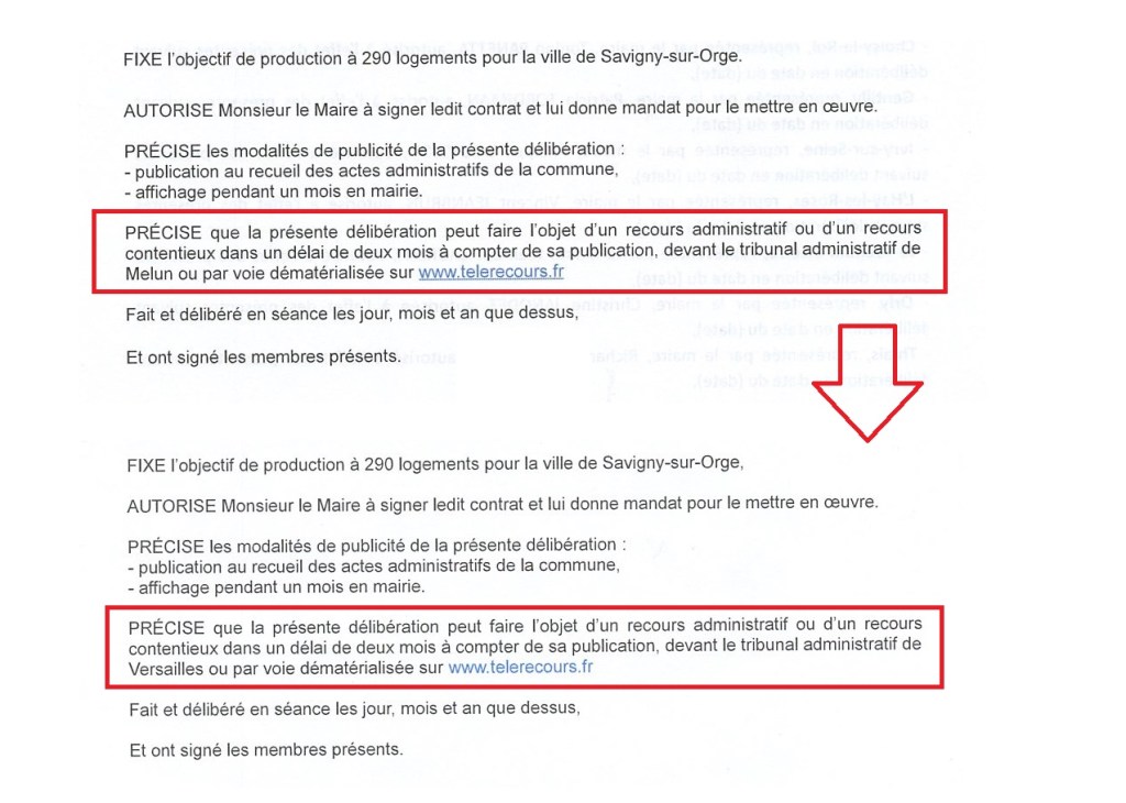 Champion le service juridique de la Commune de Savigny-sur-Orge : tu leur signales une erreur, ils ne la corrigent pas et en créent une&nbsp;deuxième…
