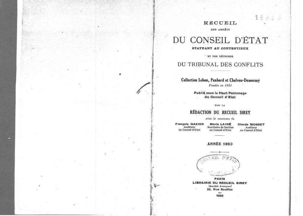 Jurisprudence CE, 24/03/1950 : Conseil d&rsquo;État, 24 mars 1950, Sieur MAURICE – Définition des mandats spéciaux –&nbsp;CGCT