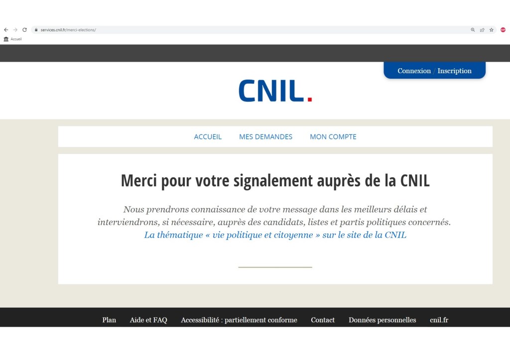 Je signale à la CNIL le démarchage intempestif de Valérie PÉCRESSE pour m&rsquo;inviter à son meeting du dimanche 3 avril&nbsp;2022
