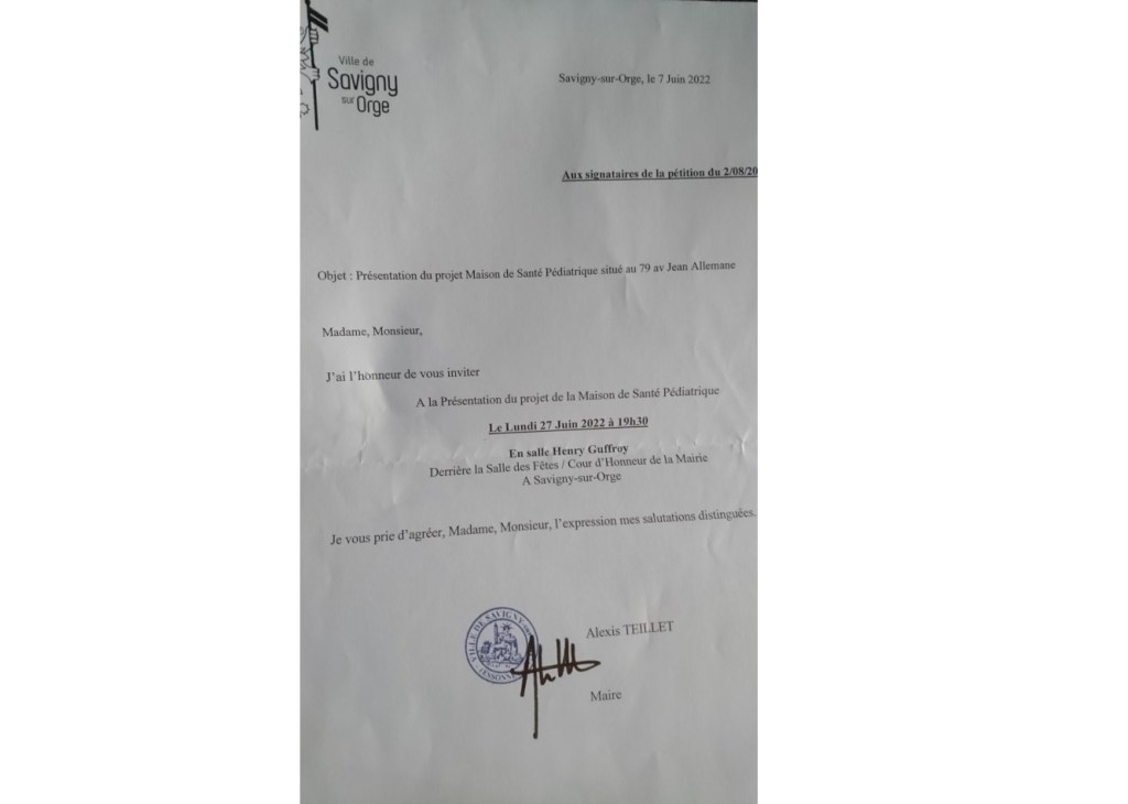 À la réunion du 27 juin 2022 sur le projet de centre pédiatrique à l&rsquo;angle de la rue de l&rsquo;aviation et de l&rsquo;avenue&nbsp;Jean-Allemane