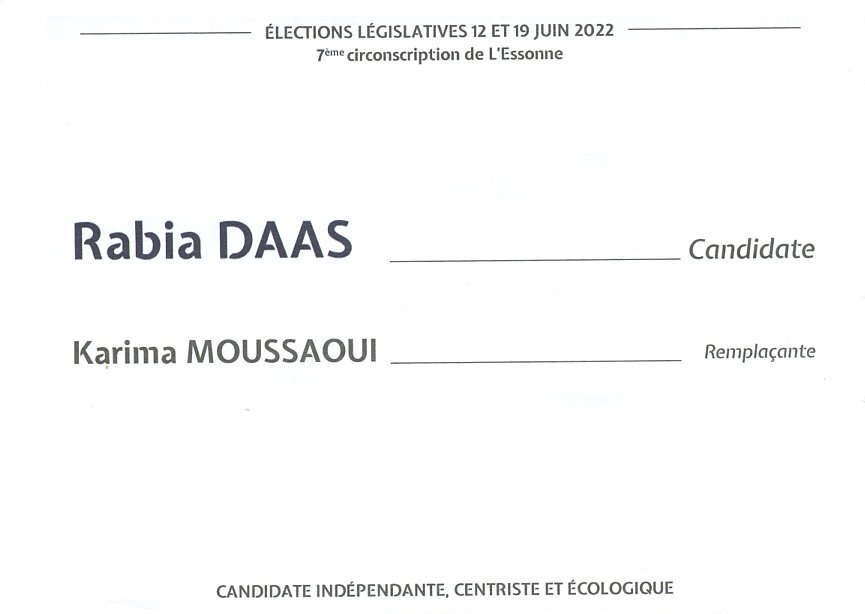 Législatives 2022 en Essonne : le bulletin de Rabia DAAS n&rsquo;était pas conforme au code électoral&nbsp;!