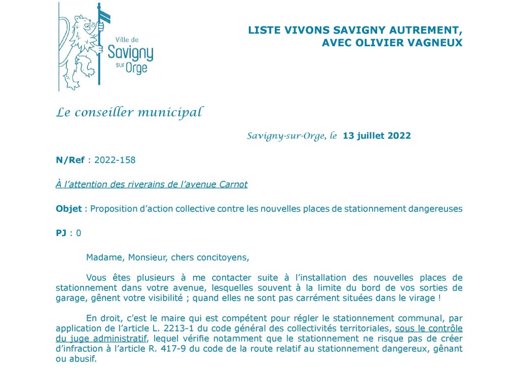 Droit de suite sur les travaux 2022 de l&rsquo;avenue Carnot à Savigny-sur-Orge : attendons de voir si les promesses se concrétisent&nbsp;!