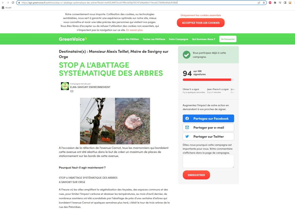 Savigny-sur-Orge : une pétition pour demander l&rsquo;arrêt de l&rsquo;abattage systématique des&nbsp;arbres