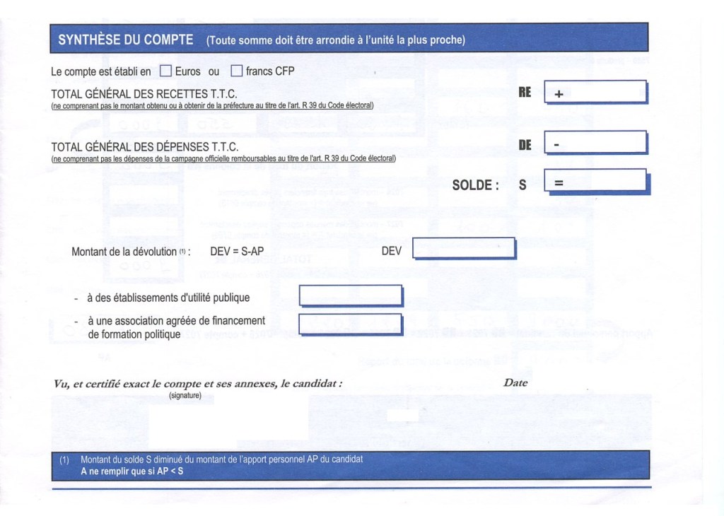 Financement électoral : le rejet du compte de campagne n&rsquo;entraîne pas l&rsquo;annulation de la dévolution qui reste&nbsp;due