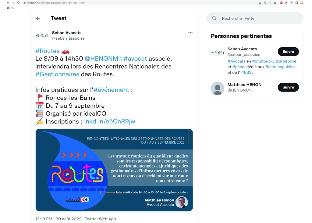 Mort de rire ! L&rsquo;avocat d&rsquo;Alexis TEILLET doit intervenir en colloque à l&rsquo;heure de l&rsquo;audience qui doit nous opposer jeudi&nbsp;!