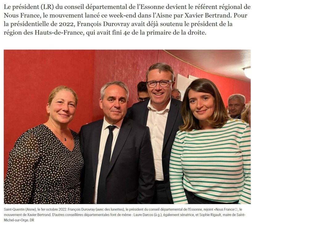 Jusqu&rsquo;à quand LR 91 va-t-il garder sa traîtresse de présidente Laure DARCOS qui soutient en même temps Valérie PÉCRESSE, Xavier BERTRAND et Bruno&nbsp;RETAILLEAU?