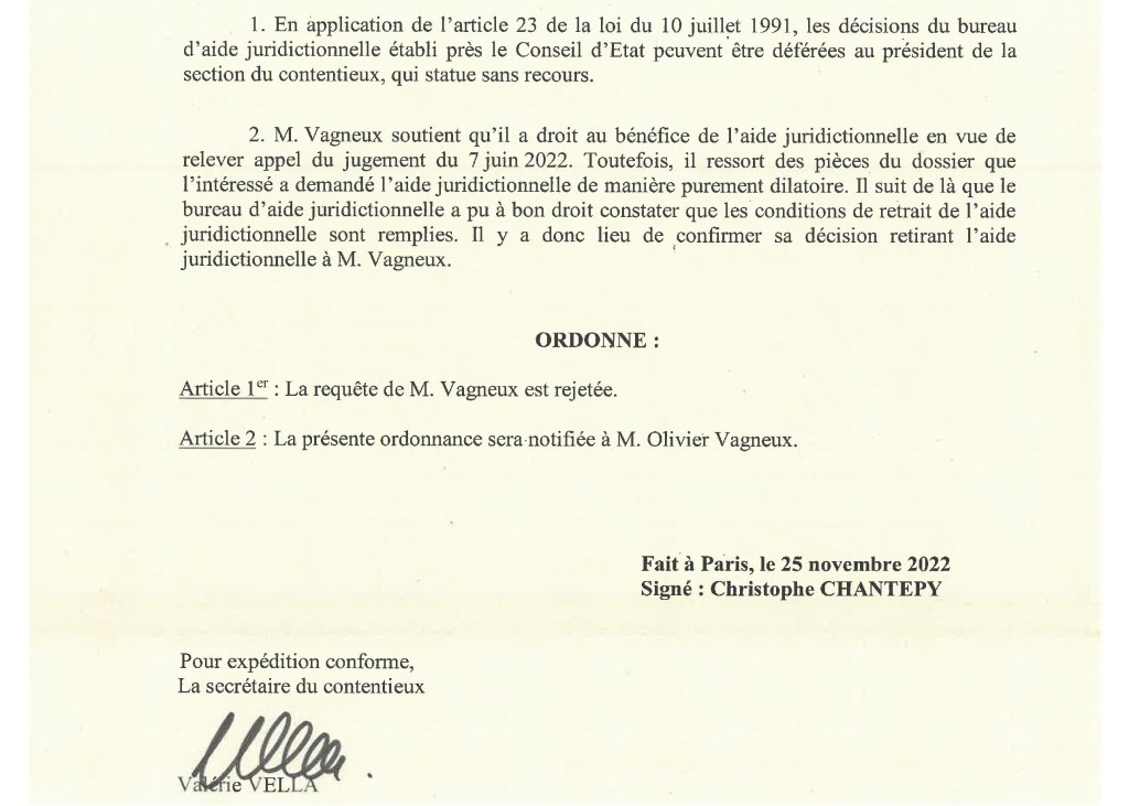 Appel de l&rsquo;élection municipale 2021 à Savigny-sur-Orge : Olivier VAGNEUX obtient le retrait de l&rsquo;aide juridictionnelle