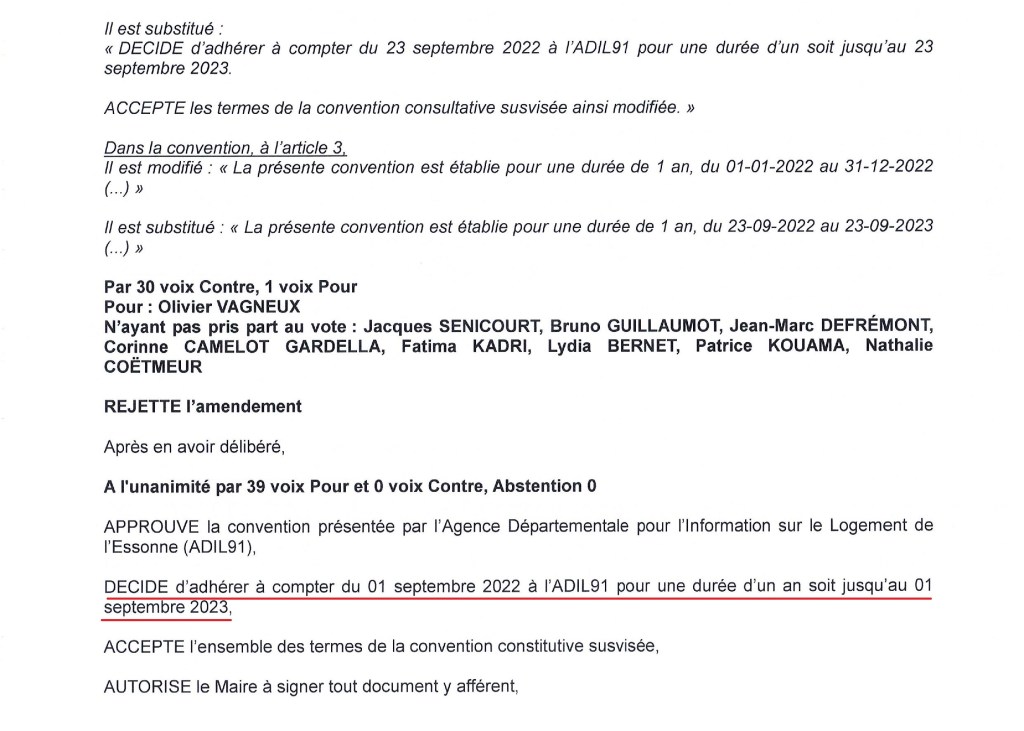 Pourquoi je ne vais pas déférer la convention ADIL de l&rsquo;Essonne de 2022 ; quoiqu&rsquo;elle ne corresponde pas à la volonté du Conseil municipal…